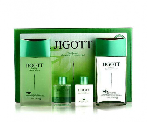 Jigott ПН Мужской набор для ухода за лицом Зеленый чай (Лосьон/Тонер)