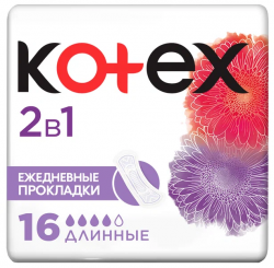 Kotex Прокладки ежедневные 2в1 длинные 16шт.