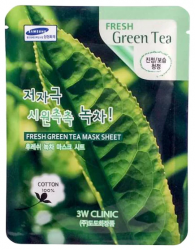 3W CLINIC Маска д/лица тканевая с экстрактом Зелёного чая