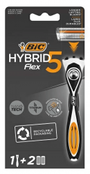 BIC Бритвенный станок Flex 5 Hybrid с 5 лезвиями 1 станок+2 картриджа