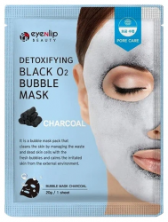 Eyenlip Маск тканевая кислородная Detoxifying Black O2 Bubble Mask Charcoal 20г