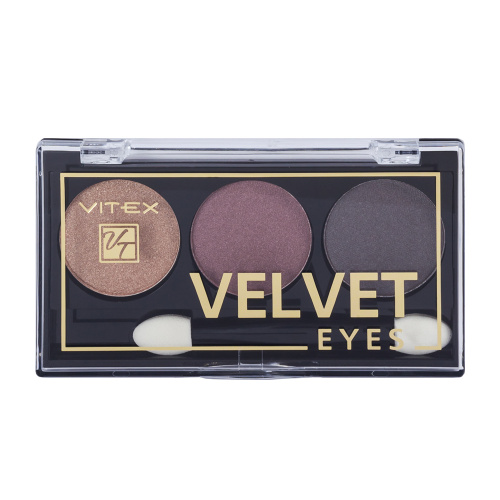 Vitex Компактные тени для век 3-х цветные Velvet eyes Тон 03 Burgundy