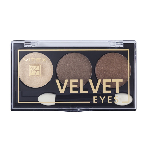 Vitex Компактные тени для век 3-х цветные Velvet eyes Тон 04 Brown Bronze