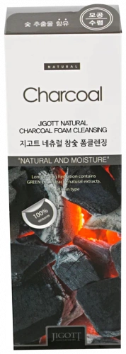 Jigott Пенка для лица с Древесным углем 180мл Natural Charcoal Foam Cleansing