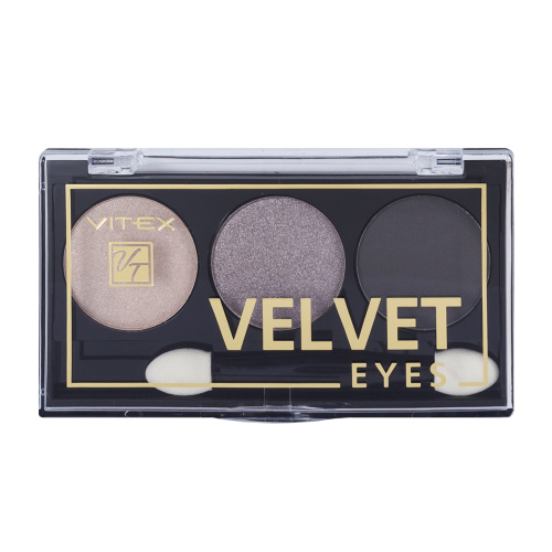 Vitex Компактные тени для век 3-х цветные Velvet eyes Тон 01 Smoky Eyes