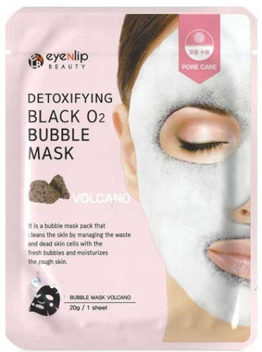 Eyenlip Маск тканевая кислородная Detoxifying Black O2 Bubble Mask Volcano 20г