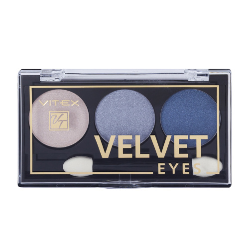 Vitex Компактные тени для век 3-х цветные Velvet eyes Тон 05 Indigo