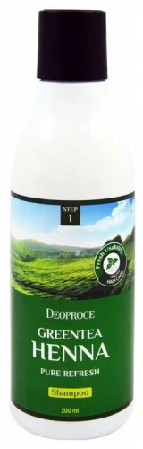 Deoproce Green Tea Henna Shampoo Шампунь для волос с Зеленым чаем и хной 200мл