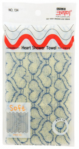 Clean&Beauty Мочалка для душа 28*95см Cleamy Heart  Shower Towel
