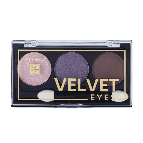Vitex Компактные тени для век 3-х цветные Velvet eyes Тон 02 Royal Violet